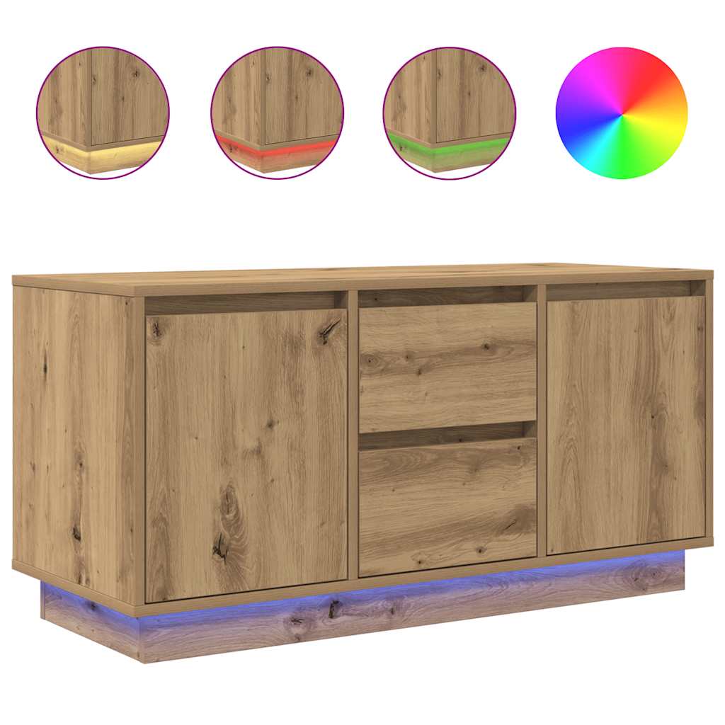 Tv-meubel met LED-verlichting 100x41x50 cm artisanaal eiken is nu te koop bij PeponiXL, paradijselijk wonen!