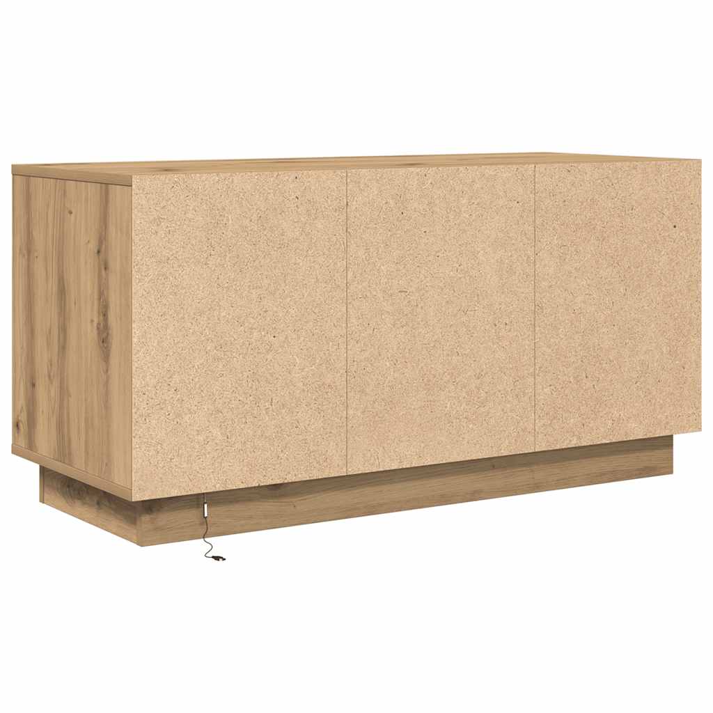 Tv-meubel met LED-verlichting 100x41x50 cm artisanaal eiken is nu te koop bij PeponiXL, paradijselijk wonen!