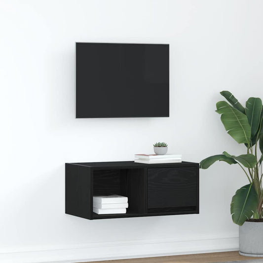 TV-meubel 60x31x25,5 cm spaanplaat zwart eikenkleurig is nu te koop bij PeponiXL, paradijselijk wonen!