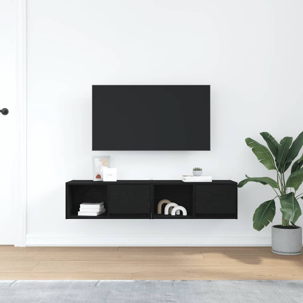 Tv-kasten 60x31x25,5 cm spaanplaat zwart eikenkleurig is nu te koop bij PeponiXL, paradijselijk wonen!