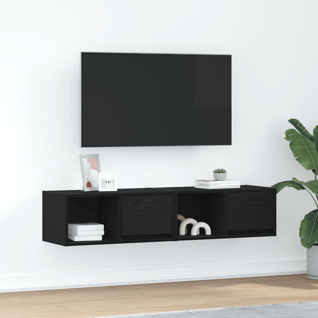 Tv-kasten 60x31x25,5 cm spaanplaat zwart eikenkleurig is nu te koop bij PeponiXL, paradijselijk wonen!