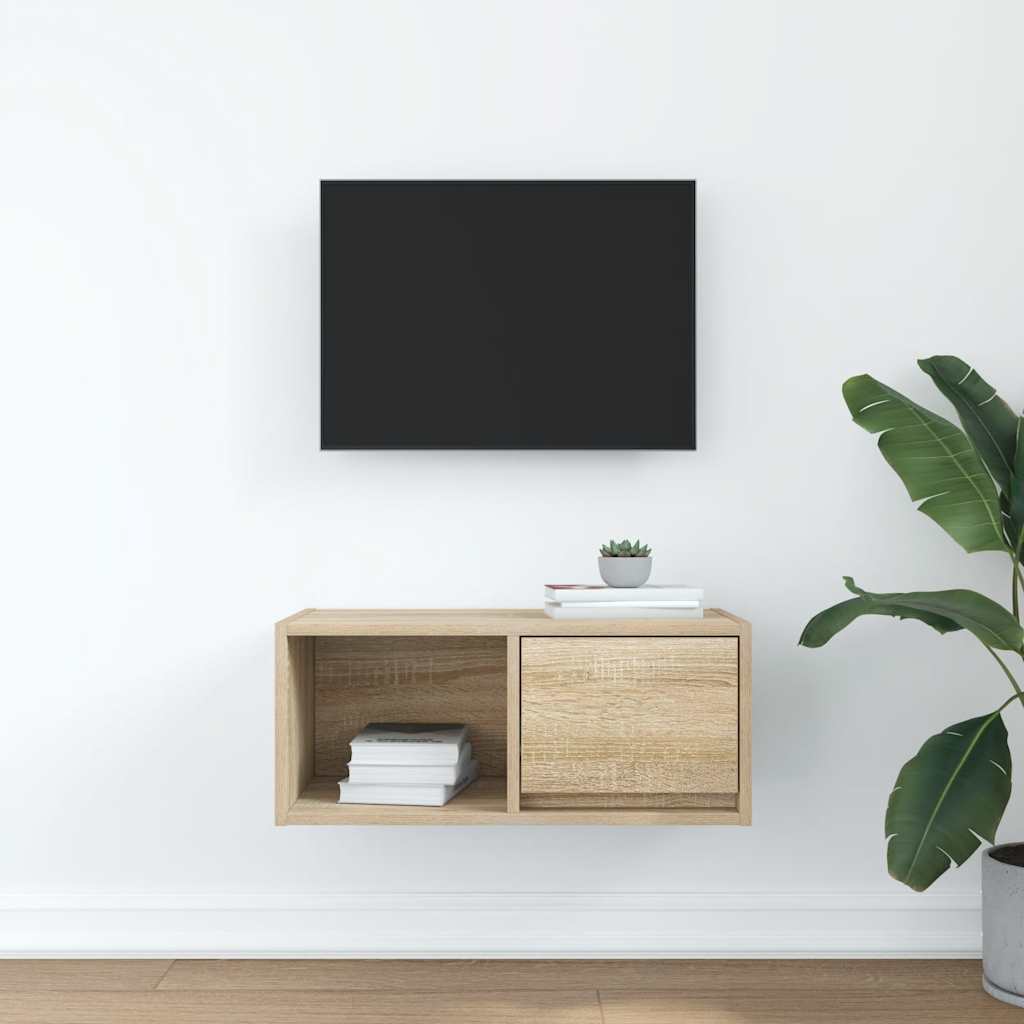 TV-meubel 60x31x25,5 cm bewerkt hout sonoma eikenkleurig is nu te koop bij PeponiXL, paradijselijk wonen!