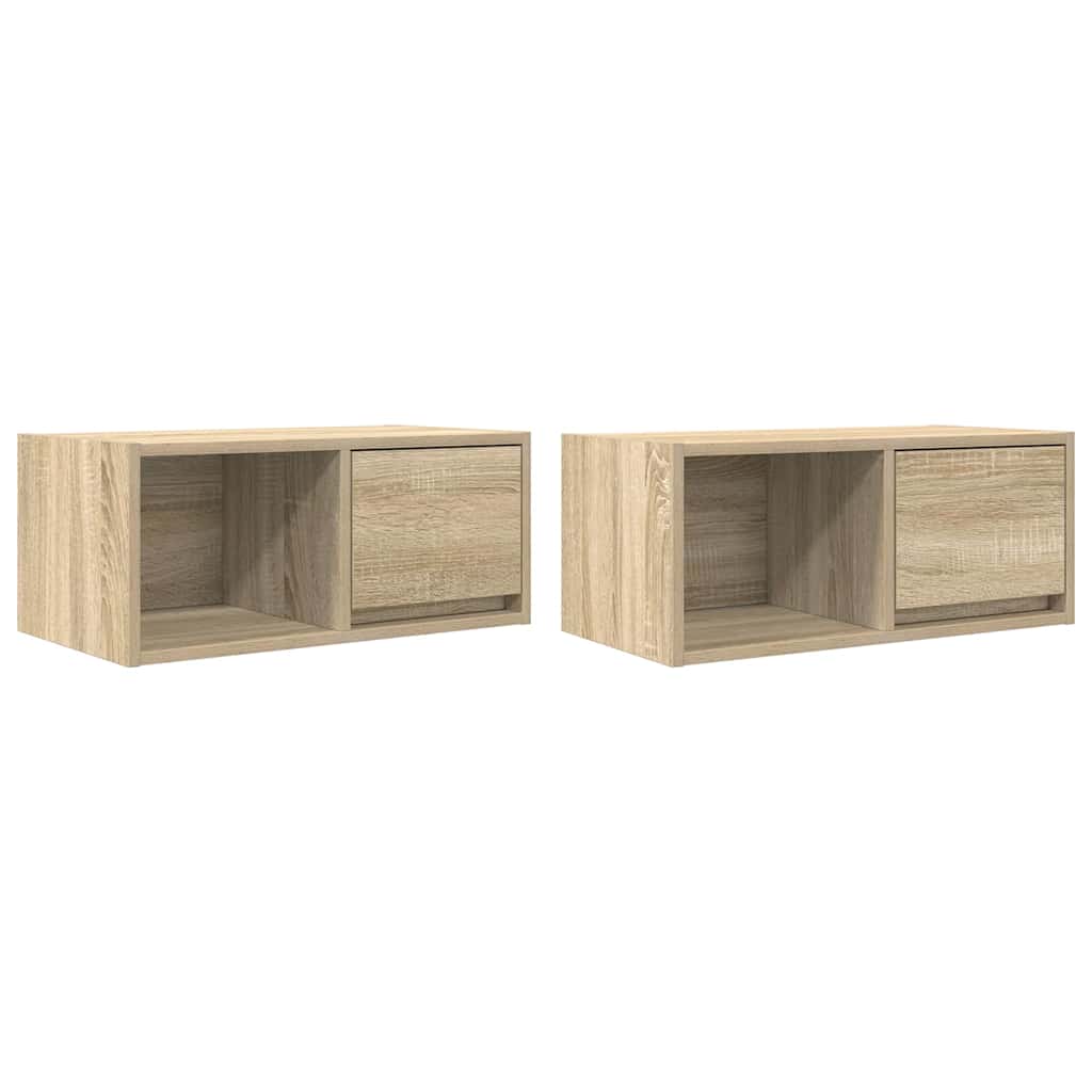 Tv-meubelen 2 st 60x31x25,5 cm bewerkt hout sonoma eikenkleurig is nu te koop bij PeponiXL, paradijselijk wonen!