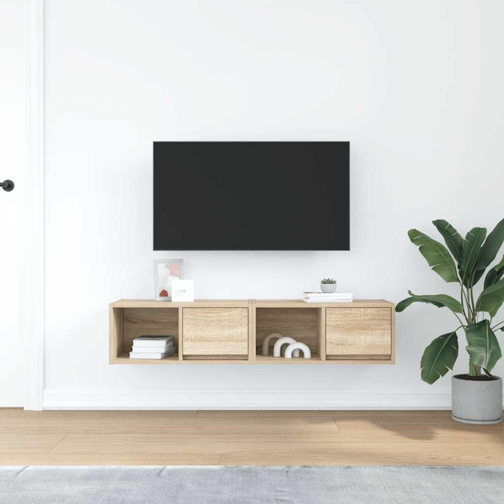 Tv-meubelen 2 st 60x31x25,5 cm bewerkt hout sonoma eikenkleurig is nu te koop bij PeponiXL, paradijselijk wonen!