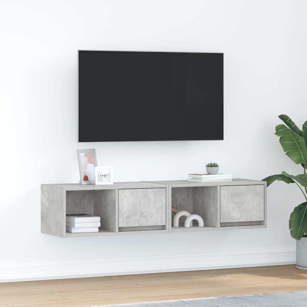 Tv-meubels 2 st 60x31x25,5 cm bewerkt hout betongrijs is nu te koop bij PeponiXL, paradijselijk wonen!