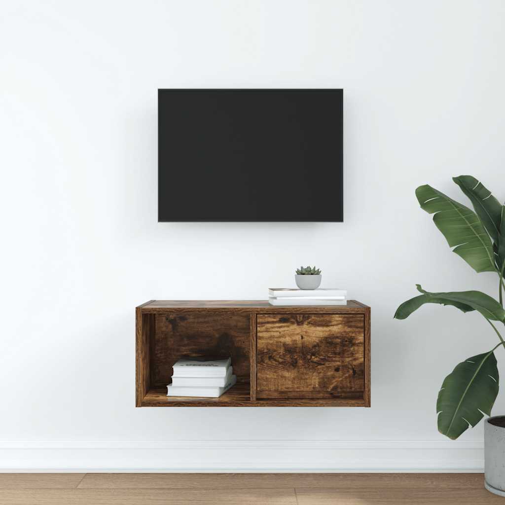 TV-meubel 60x31x25,5 cm bewerkt hout gerookt eikenkleurig is nu te koop bij PeponiXL, paradijselijk wonen!