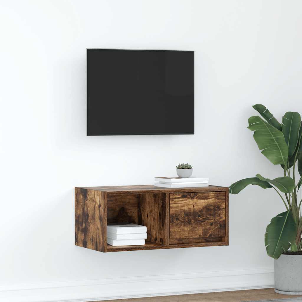 TV-meubel 60x31x25,5 cm bewerkt hout gerookt eikenkleurig is nu te koop bij PeponiXL, paradijselijk wonen!