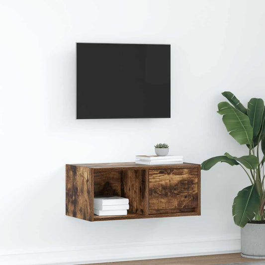 TV-meubel 60x31x25,5 cm bewerkt hout gerookt eikenkleurig is nu te koop bij PeponiXL, paradijselijk wonen!