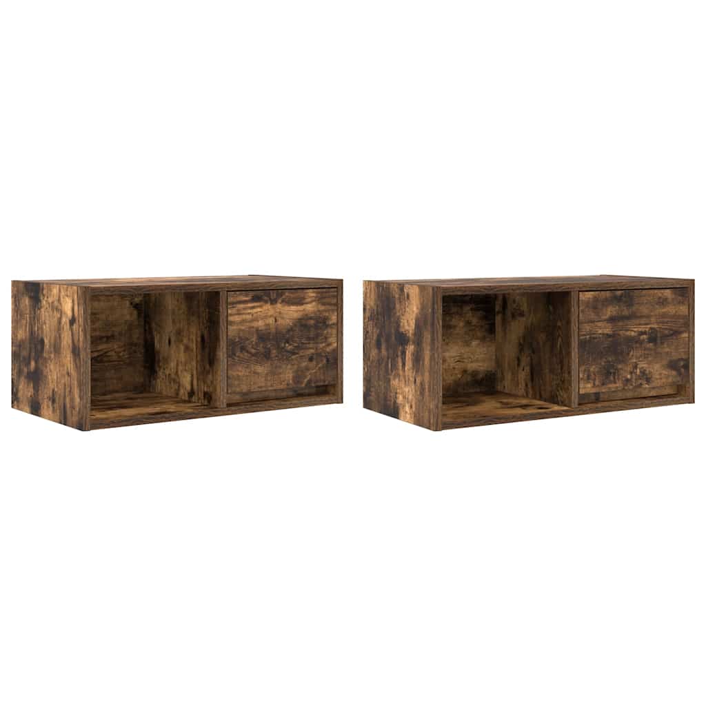 Tv-meubelen 2 st 60x31x25,5 cm bewerkt hout gerookt eikenkleur is nu te koop bij PeponiXL, paradijselijk wonen!