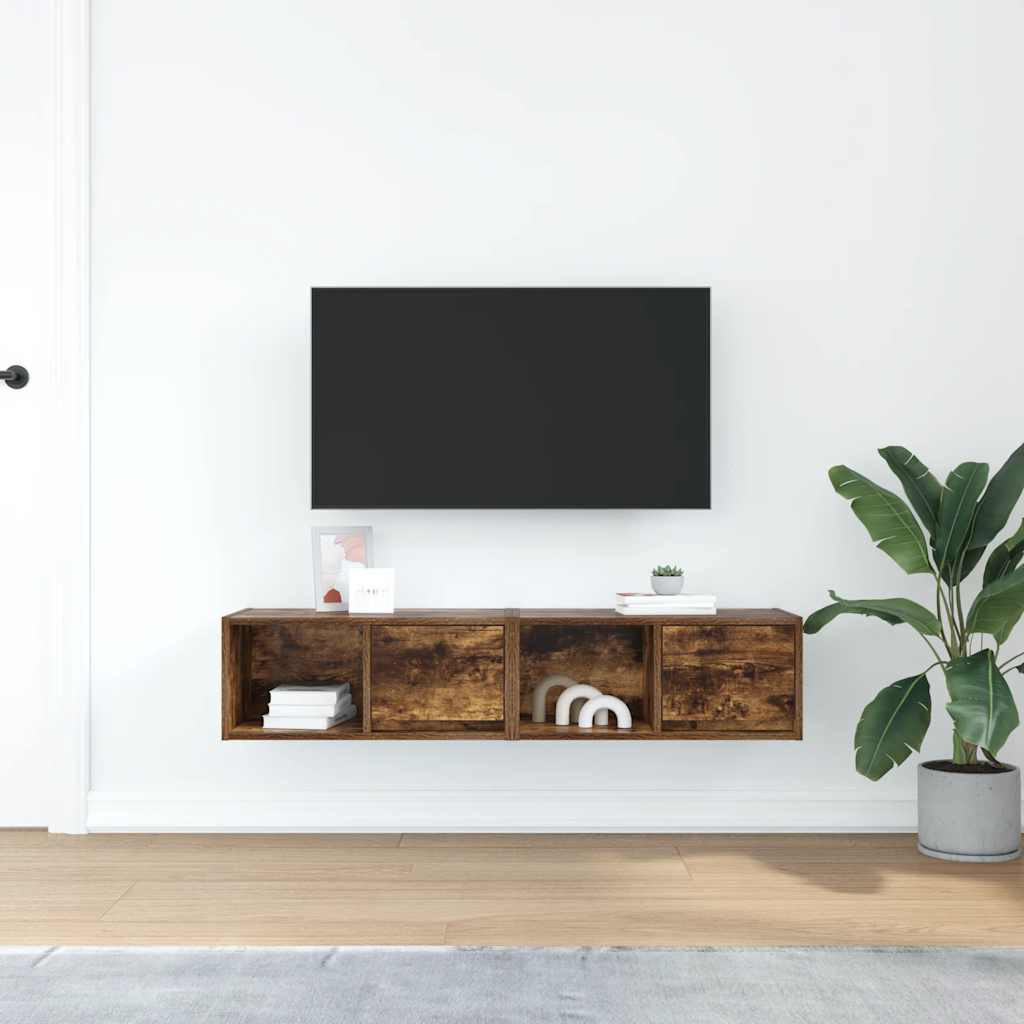 Tv-meubelen 2 st 60x31x25,5 cm bewerkt hout gerookt eikenkleur is nu te koop bij PeponiXL, paradijselijk wonen!
