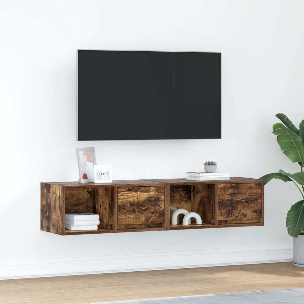 Tv-meubelen 2 st 60x31x25,5 cm bewerkt hout gerookt eikenkleur is nu te koop bij PeponiXL, paradijselijk wonen!