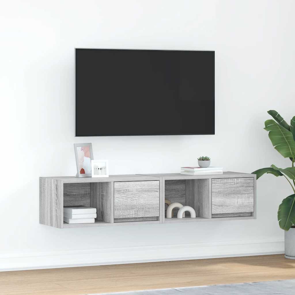 Tv-meubelen 2 st 60x31x25,5 cm bewerkt hout grijs sonoma eiken is nu te koop bij PeponiXL, paradijselijk wonen!