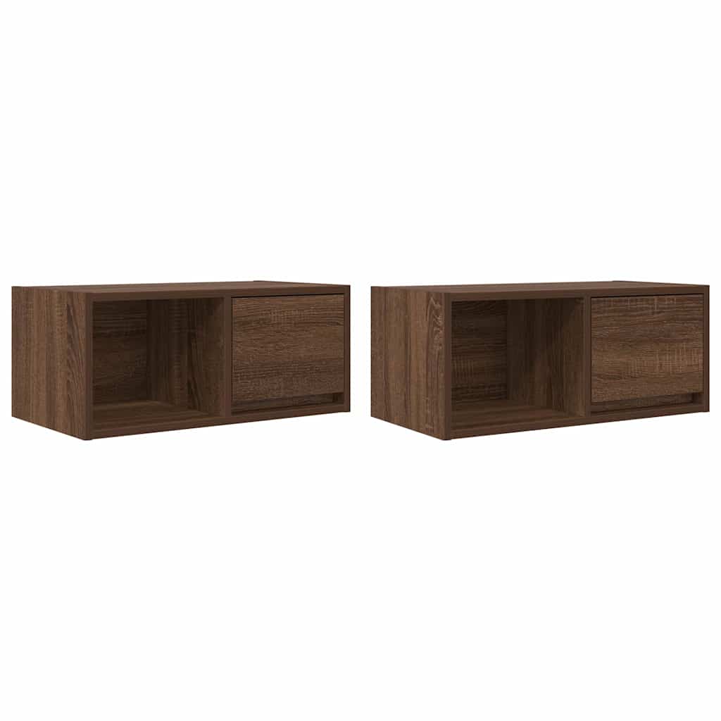 Tv-meubelen 2 st 60x31x25,5 cm bewerkt hout bruin eikenkleurig is nu te koop bij PeponiXL, paradijselijk wonen!