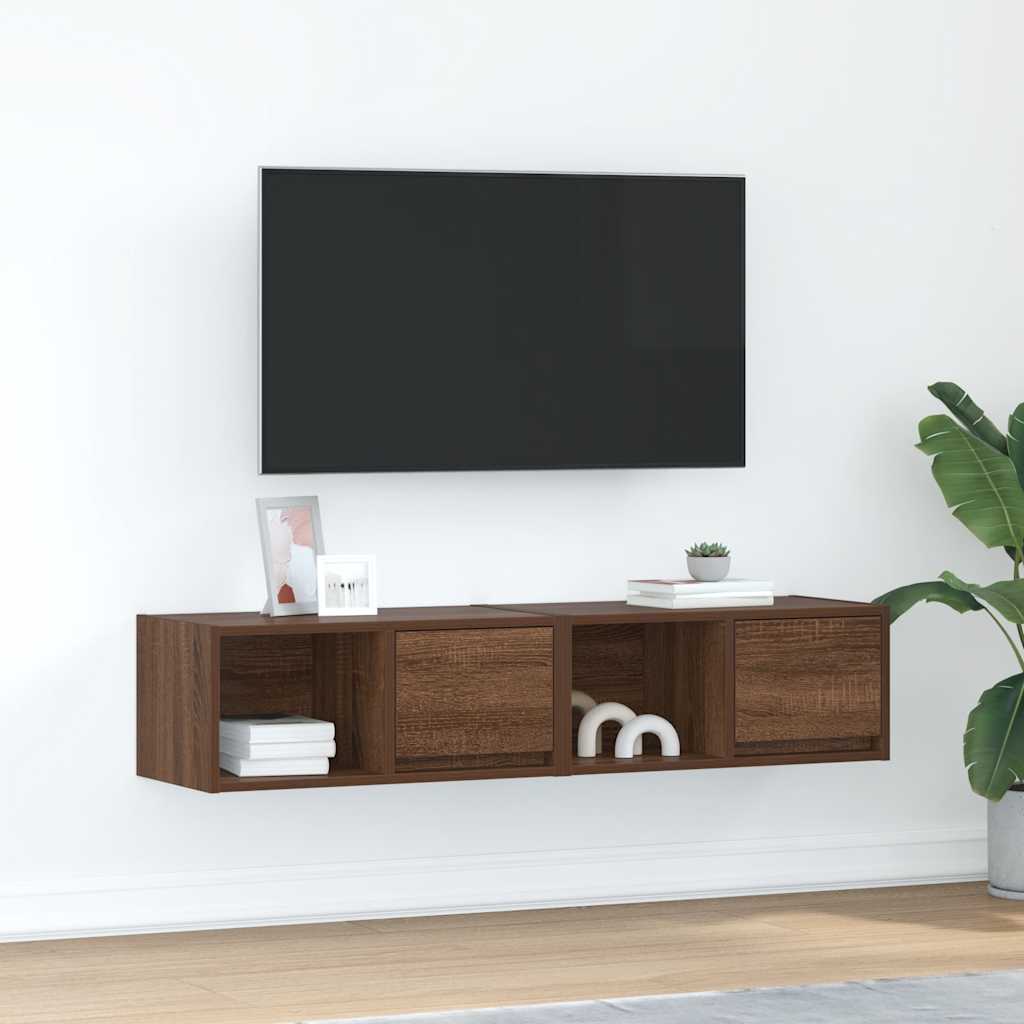 Tv-meubelen 2 st 60x31x25,5 cm bewerkt hout bruin eikenkleurig is nu te koop bij PeponiXL, paradijselijk wonen!