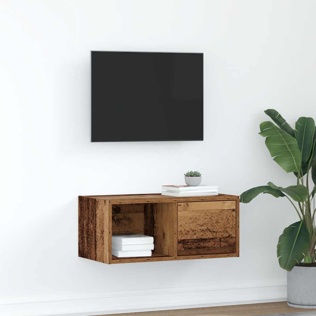 TV-meubel 60x31x25,5 cm bewerkt hout oud houtkleurig is nu te koop bij PeponiXL, paradijselijk wonen!