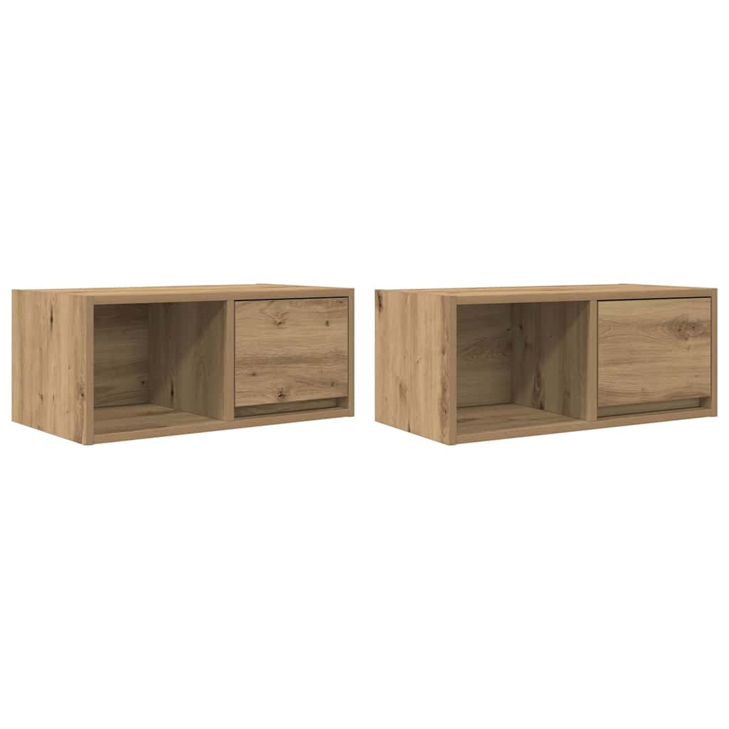 Tv-meubelen 2 st 60x31x25,5 cm bewerkt hout artisanaal eiken is nu te koop bij PeponiXL, paradijselijk wonen!
