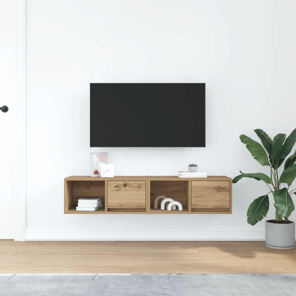 Tv-meubelen 2 st 60x31x25,5 cm bewerkt hout artisanaal eiken is nu te koop bij PeponiXL, paradijselijk wonen!