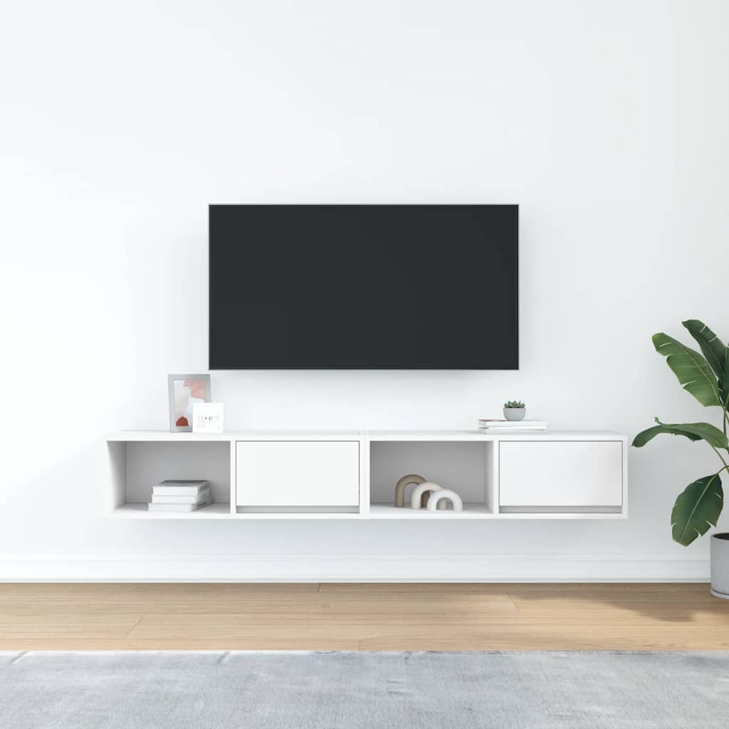 Tv-meubelen 2 st 80x31x25,5 cm bewerkt hout wit is nu te koop bij PeponiXL, paradijselijk wonen!