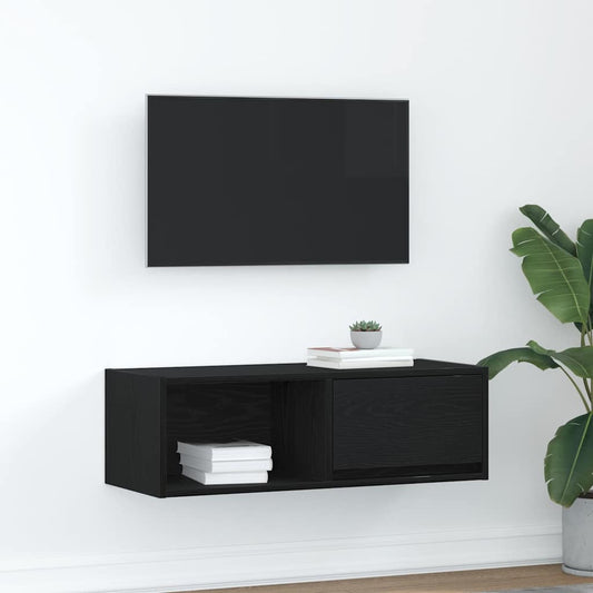 TV-meubel 80x31x25,5 cm spaanplaat zwart eikenkleurig is nu te koop bij PeponiXL, paradijselijk wonen!