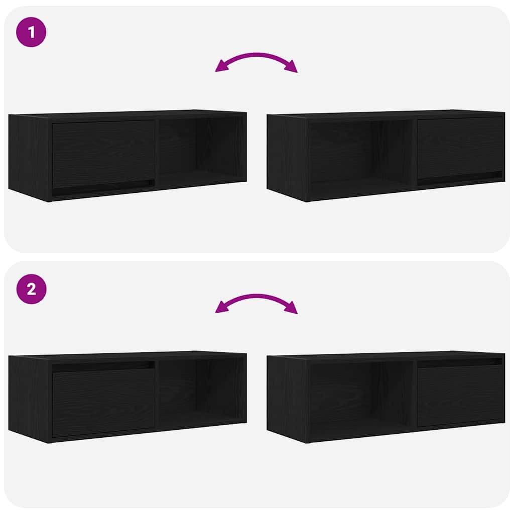 Tv-kasten 2 st 80x31x25,5 cm spaanplaat zwart eikenkleurig is nu te koop bij PeponiXL, paradijselijk wonen!