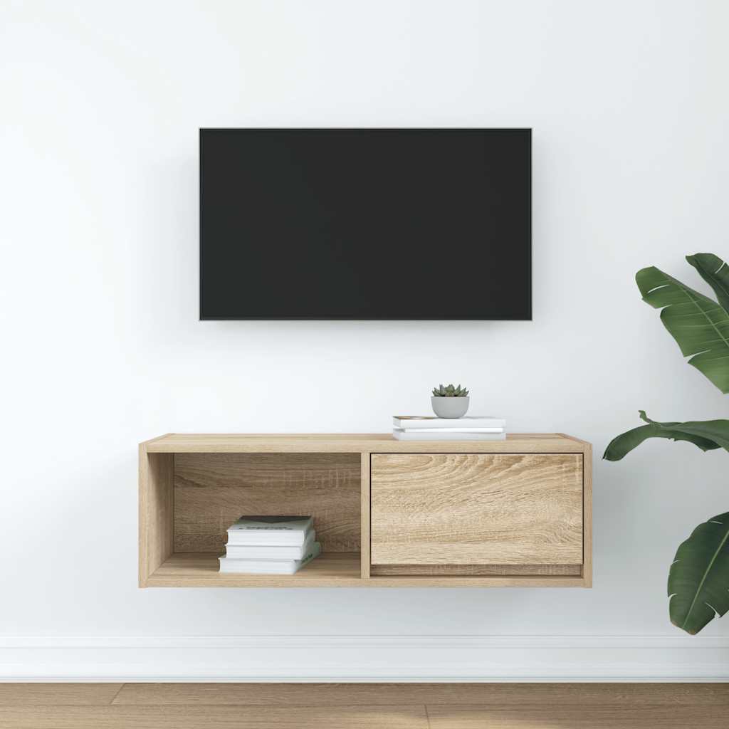 Tv-meubel 80x31x25,5 cm bewerkt hout sonoma eikenkleurig is nu te koop bij PeponiXL, paradijselijk wonen!