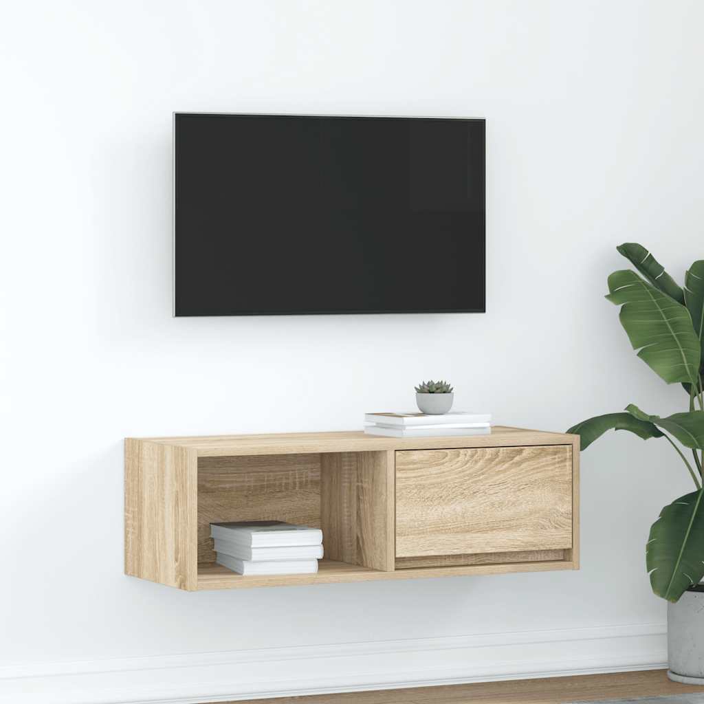 Tv-meubel 80x31x25,5 cm bewerkt hout sonoma eikenkleurig is nu te koop bij PeponiXL, paradijselijk wonen!