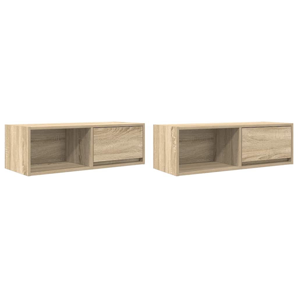 Tv-meubels 2 st 80x31x25,5 cm bewerkt hout sonoma eikenkleurig is nu te koop bij PeponiXL, paradijselijk wonen!