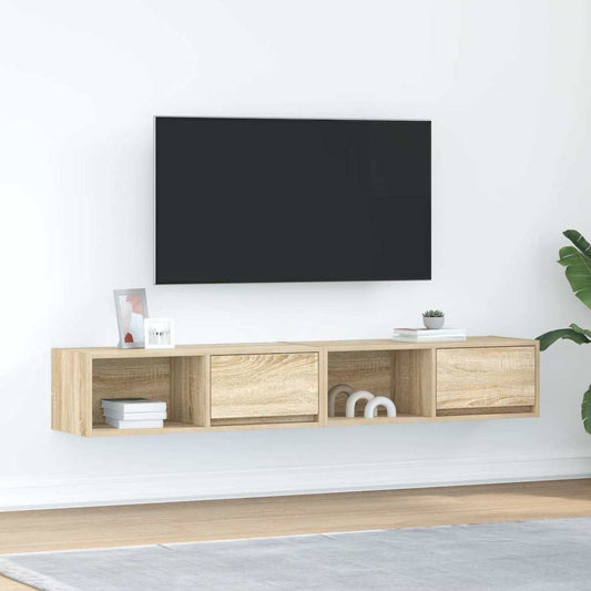 Tv-meubels 2 st 80x31x25,5 cm bewerkt hout sonoma eikenkleurig is nu te koop bij PeponiXL, paradijselijk wonen!