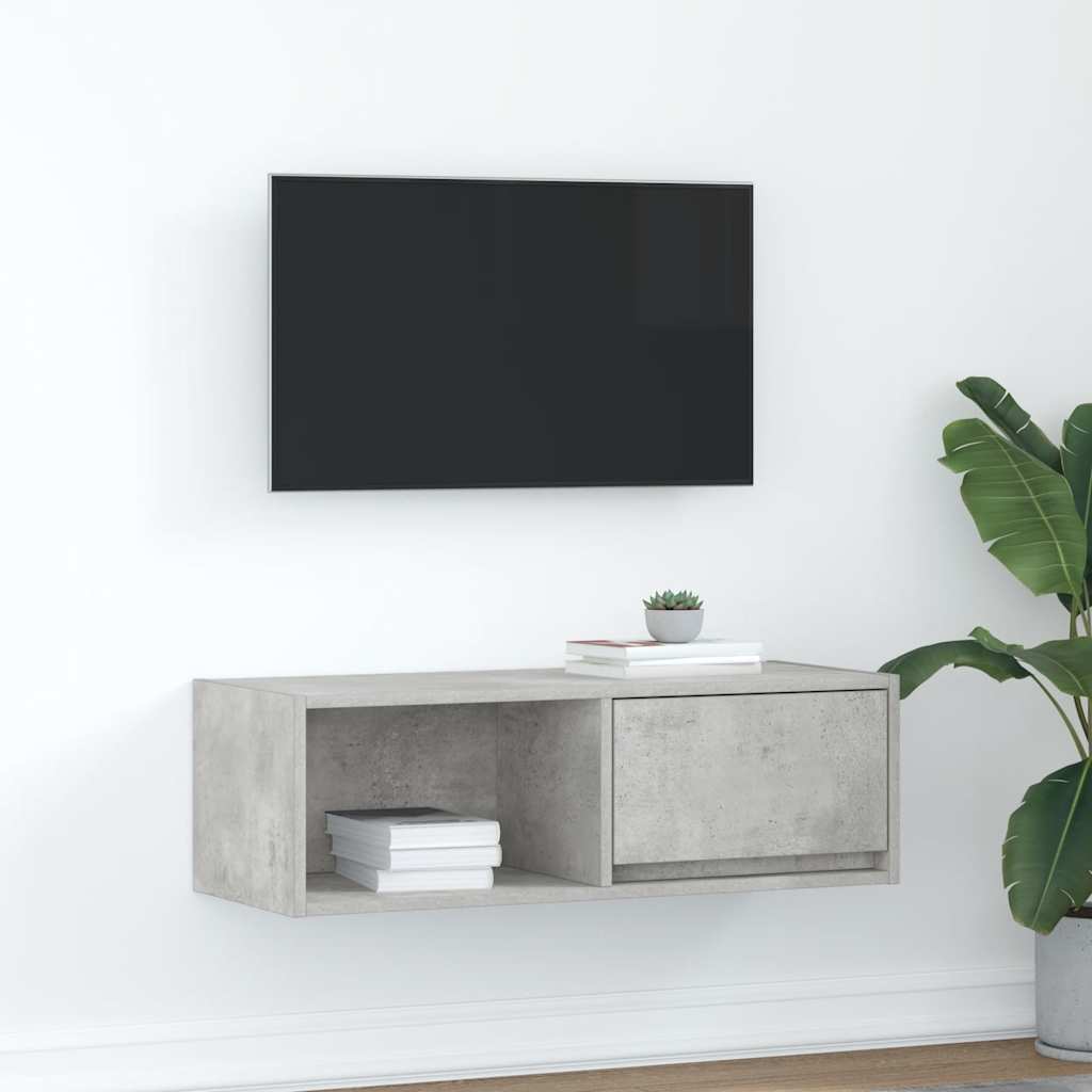 Tv-meubel 80x31x25,5 cm bewerkt hout betongrijs is nu te koop bij PeponiXL, paradijselijk wonen!