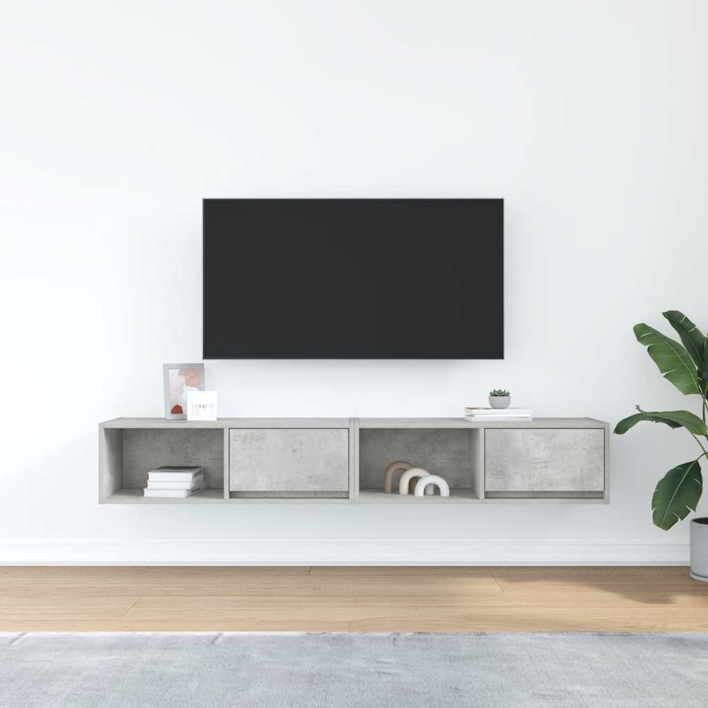 Tv-meubels 2 st 80x31x25,5 cm bewerkt hout betongrijs is nu te koop bij PeponiXL, paradijselijk wonen!