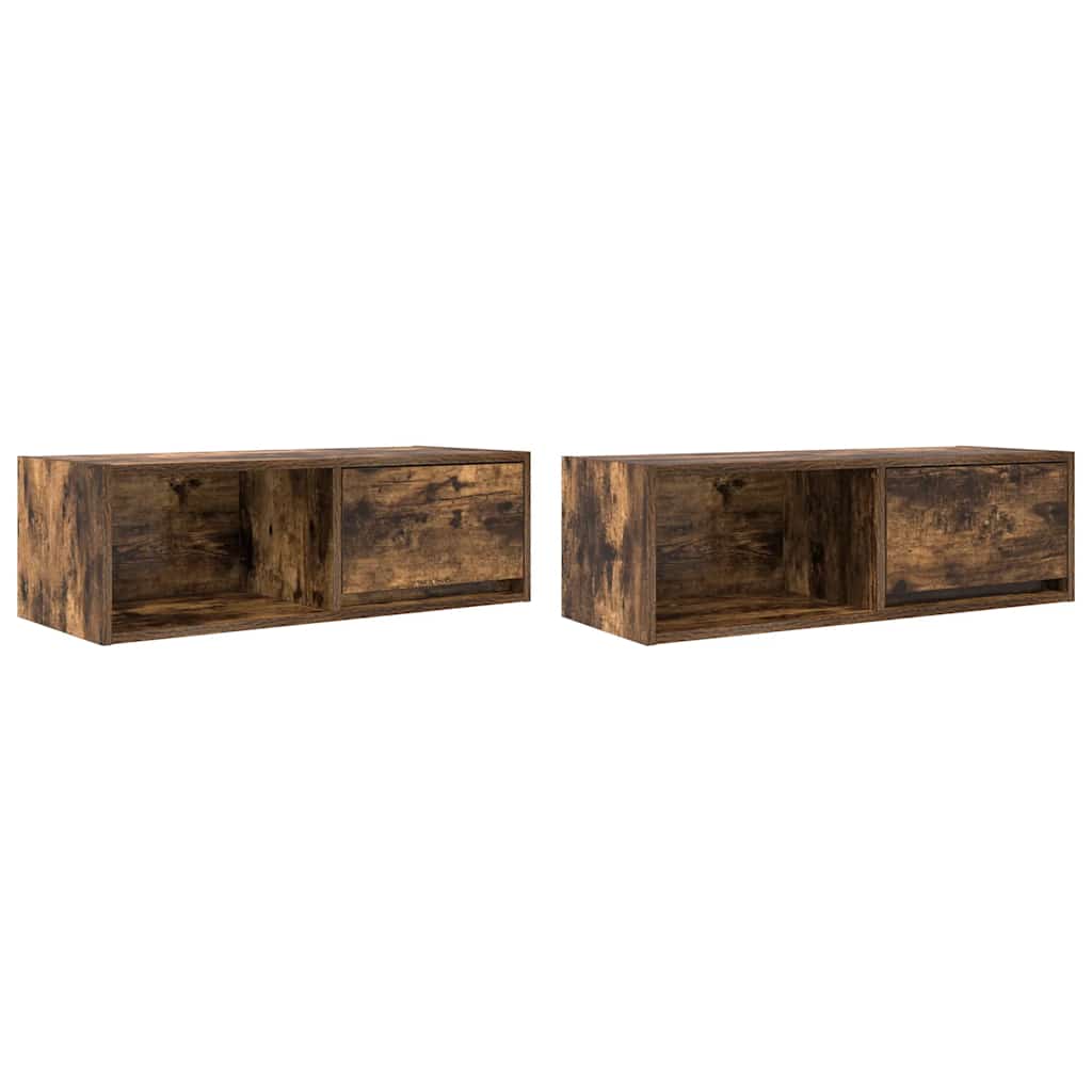 Tv-meubelen 2 st 80x31x25,5cm bewerkt hout gerookt eikenkleurig is nu te koop bij PeponiXL, paradijselijk wonen!