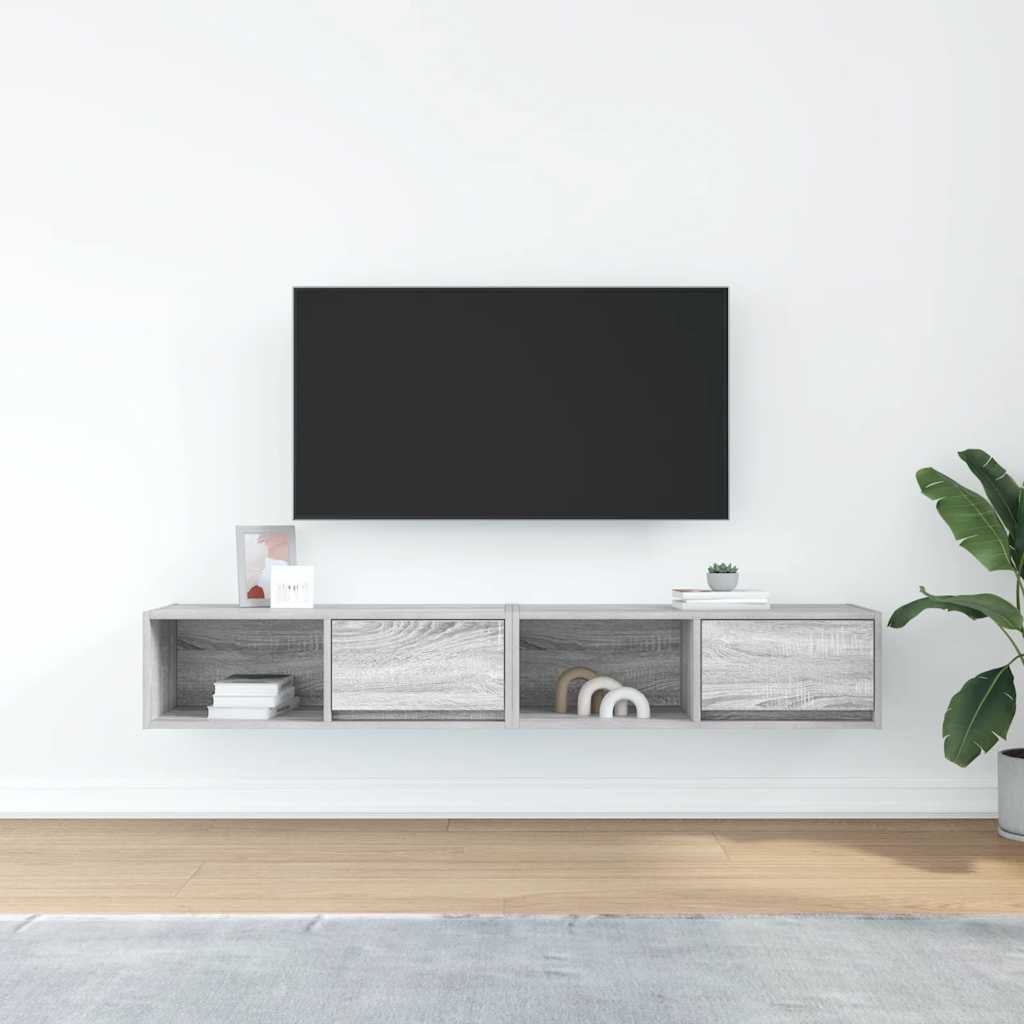 Tv-meubelen 2 st 80x31x25,5 cm bewerkt hout grijs sonoma eiken is nu te koop bij PeponiXL, paradijselijk wonen!