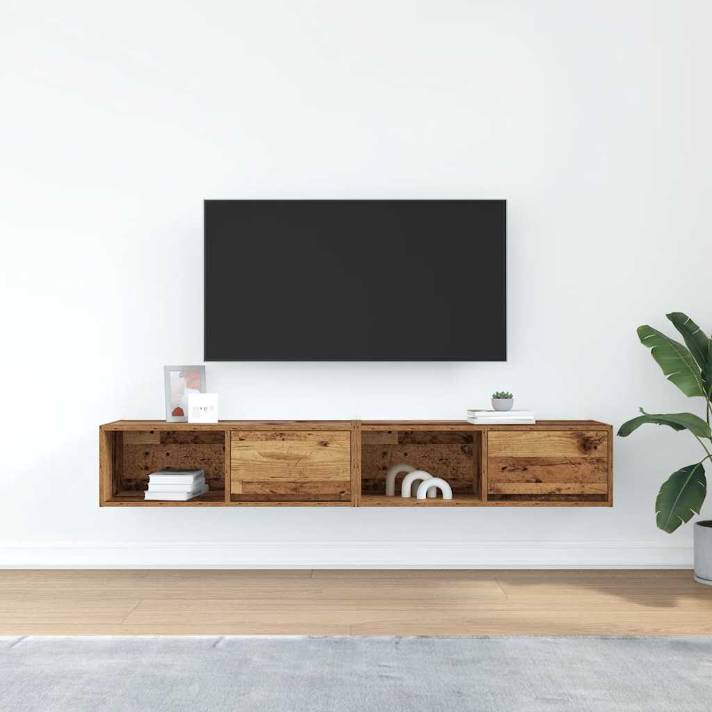 Tv-meubels 2 st 80x31x25,5 cm bewerkt hout oud houtkleurig is nu te koop bij PeponiXL, paradijselijk wonen!