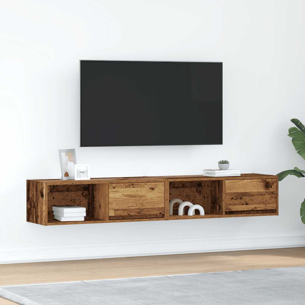 Tv-meubels 2 st 80x31x25,5 cm bewerkt hout oud houtkleurig is nu te koop bij PeponiXL, paradijselijk wonen!