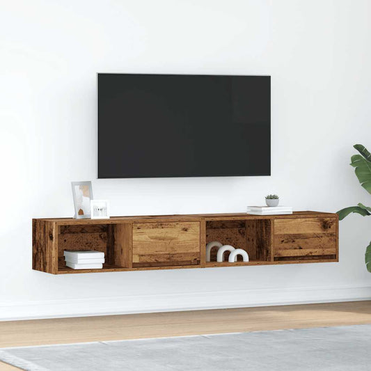 Tv-meubels 2 st 80x31x25,5 cm bewerkt hout oud houtkleurig is nu te koop bij PeponiXL, paradijselijk wonen!