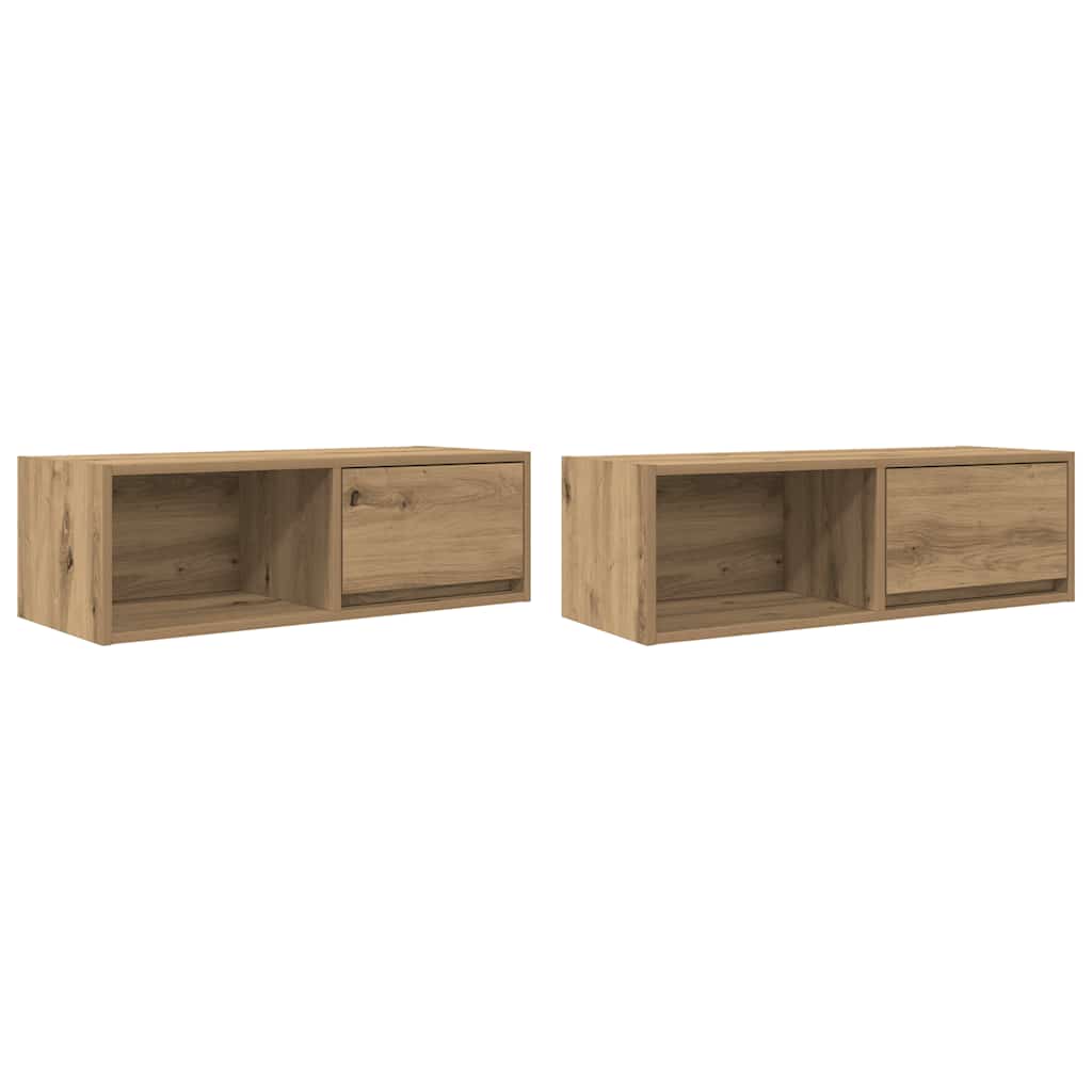 Tv-meubelen 2 st 80x31x25,5 cm bewerkt hout artisanaal eiken is nu te koop bij PeponiXL, paradijselijk wonen!