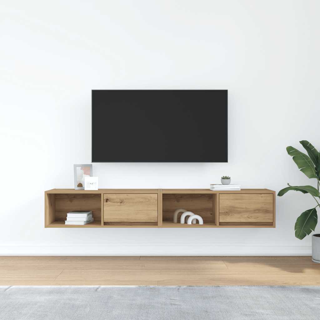 Tv-meubelen 2 st 80x31x25,5 cm bewerkt hout artisanaal eiken is nu te koop bij PeponiXL, paradijselijk wonen!
