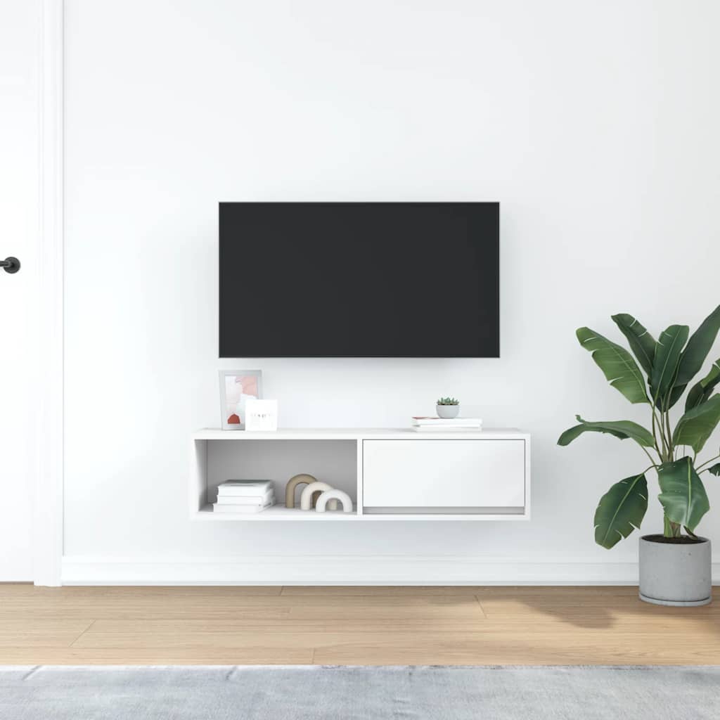 Tv-meubel 100x31x25,5 cm bewerkt hout wit is nu te koop bij PeponiXL, paradijselijk wonen!