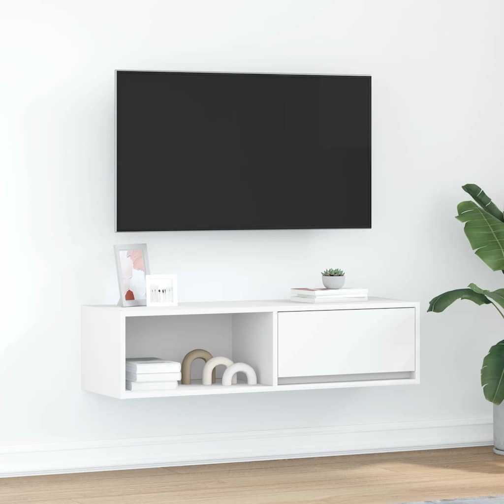 Tv-meubel 100x31x25,5 cm bewerkt hout wit is nu te koop bij PeponiXL, paradijselijk wonen!