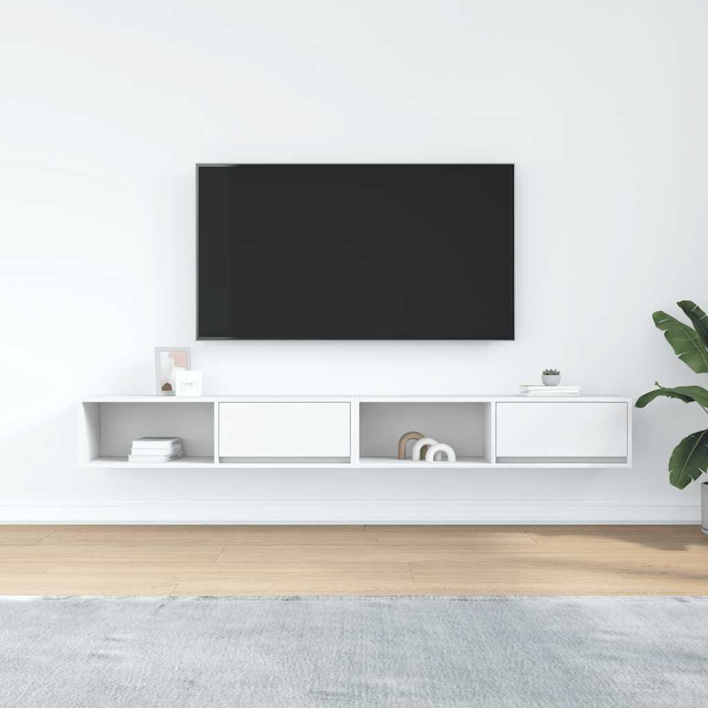 Tv-meubelen 2 st 100x31x25,5 cm bewerkt hout wit is nu te koop bij PeponiXL, paradijselijk wonen!