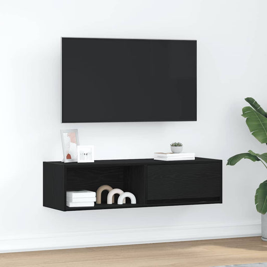 TV-meubel 100x31x25,5 cm spaanplaat zwart eikenkleurig is nu te koop bij PeponiXL, paradijselijk wonen!