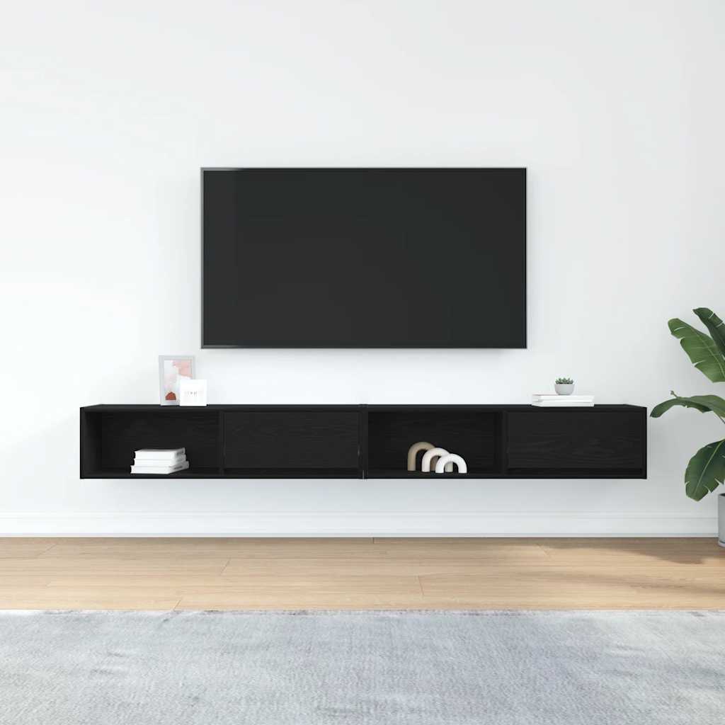 Tv-meubelen 2 st 100x31x25,5 cm bewerkt hout zwart is nu te koop bij PeponiXL, paradijselijk wonen!