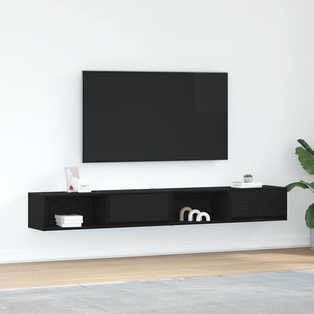 Tv-meubelen 2 st 100x31x25,5 cm bewerkt hout zwart is nu te koop bij PeponiXL, paradijselijk wonen!