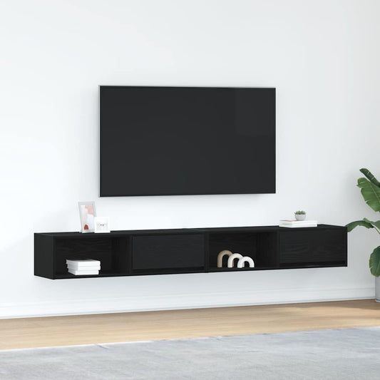 Tv-meubelen 2 st 100x31x25,5 cm bewerkt hout zwart is nu te koop bij PeponiXL, paradijselijk wonen!