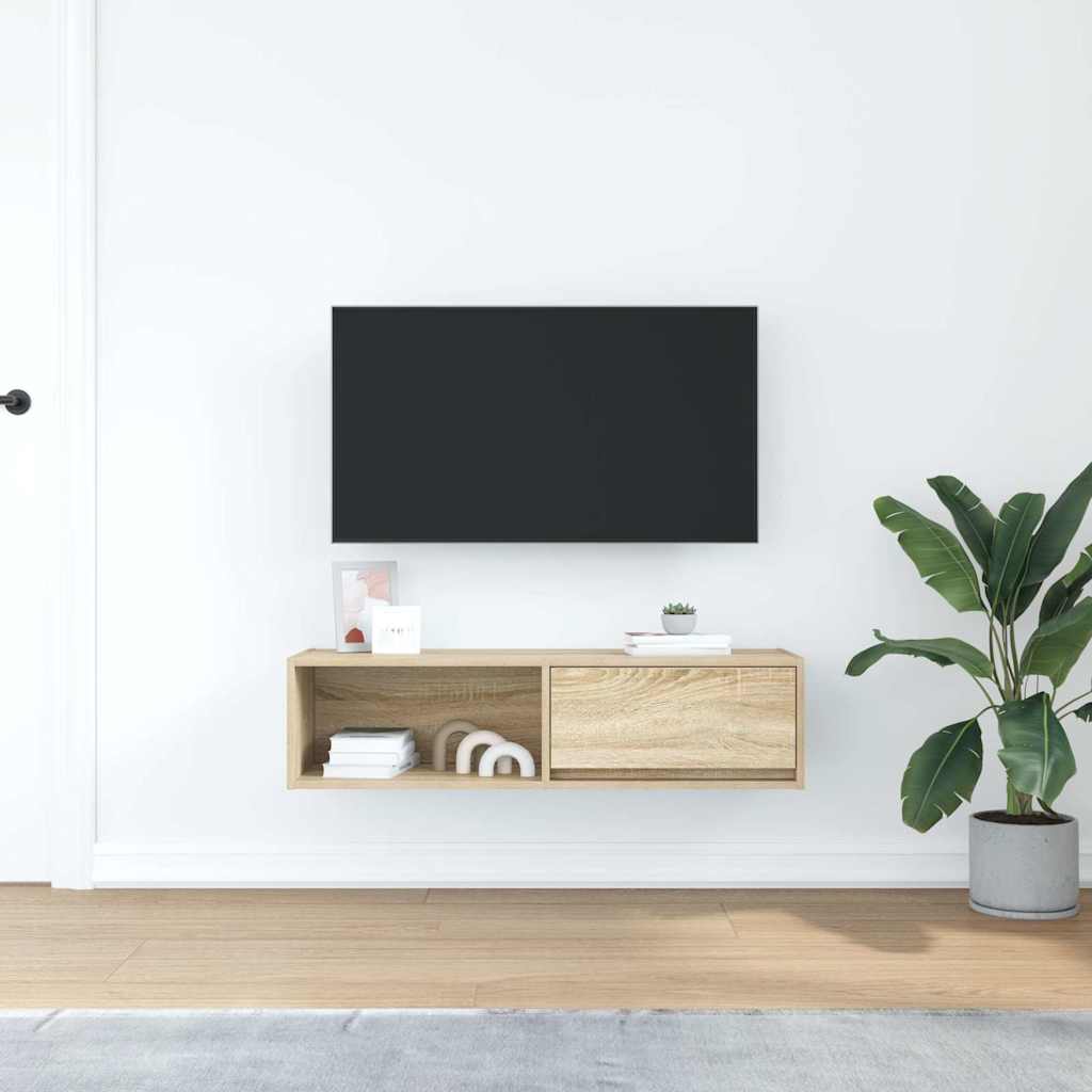 Tv-meubel 100x31x25,5 cm bewerkt hout sonoma eikenkleurig is nu te koop bij PeponiXL, paradijselijk wonen!