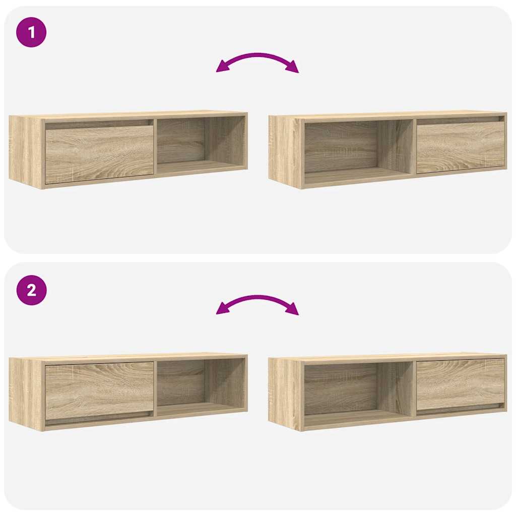 Tv-meubel 100x31x25,5 cm bewerkt hout sonoma eikenkleurig is nu te koop bij PeponiXL, paradijselijk wonen!