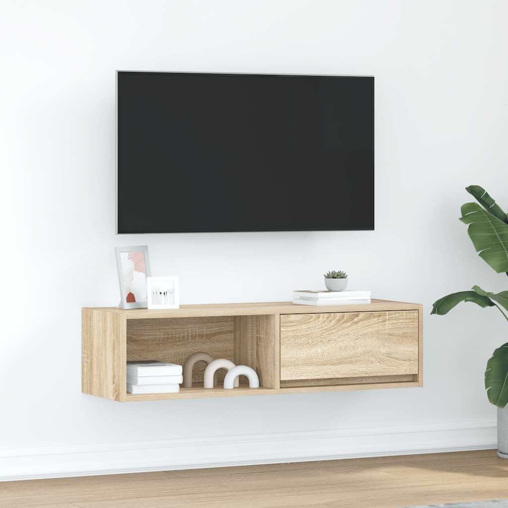 Tv-meubel 100x31x25,5 cm bewerkt hout sonoma eikenkleurig is nu te koop bij PeponiXL, paradijselijk wonen!