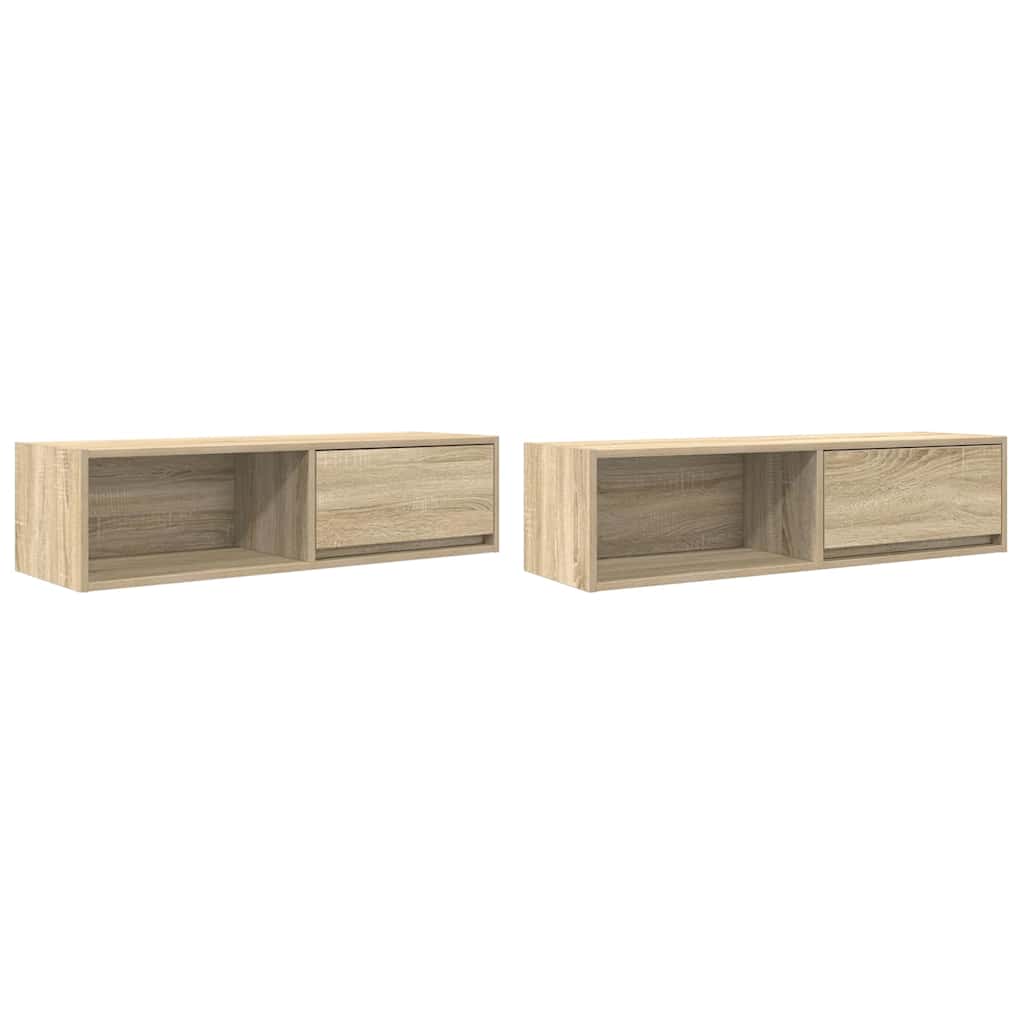 Tv-meubelen 2 st 100x31x25,5cm bewerkt hout sonoma eikenkleurig is nu te koop bij PeponiXL, paradijselijk wonen!