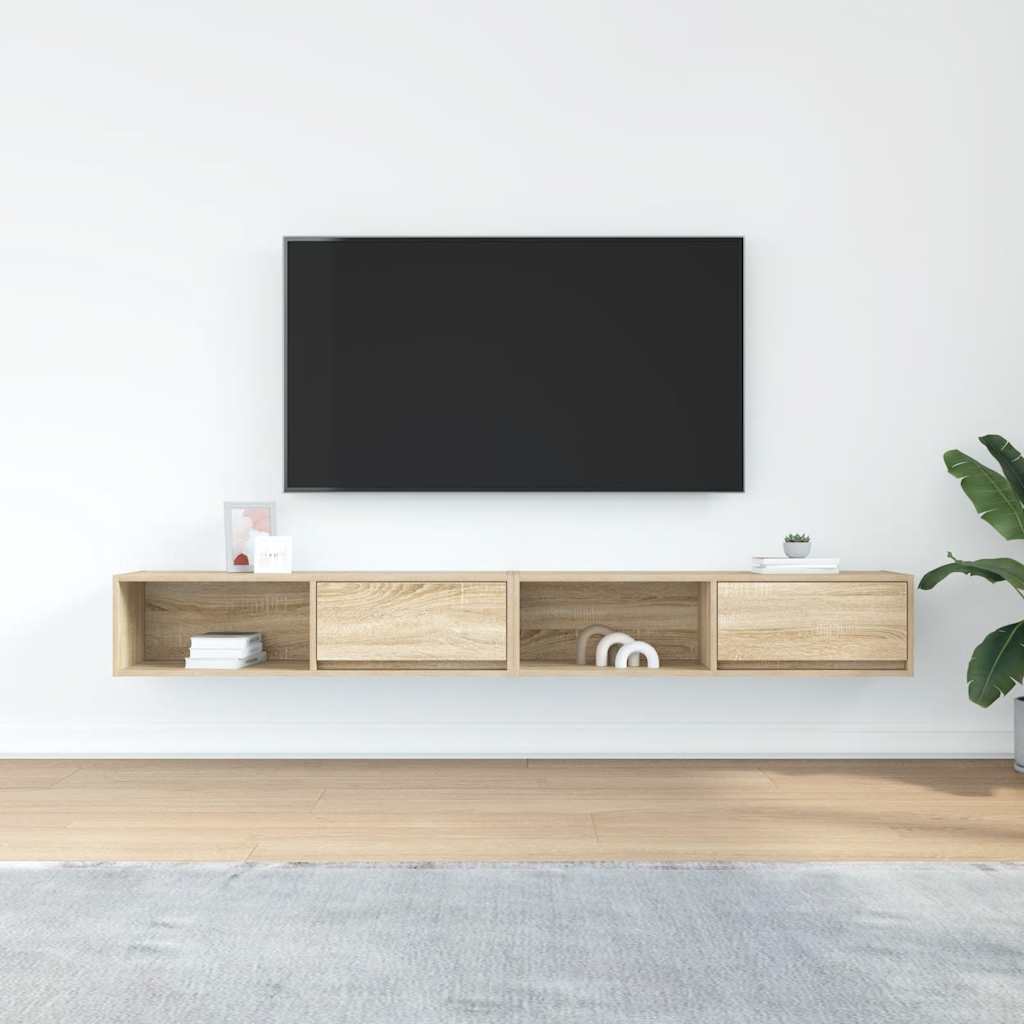 Tv-meubelen 2 st 100x31x25,5cm bewerkt hout sonoma eikenkleurig is nu te koop bij PeponiXL, paradijselijk wonen!