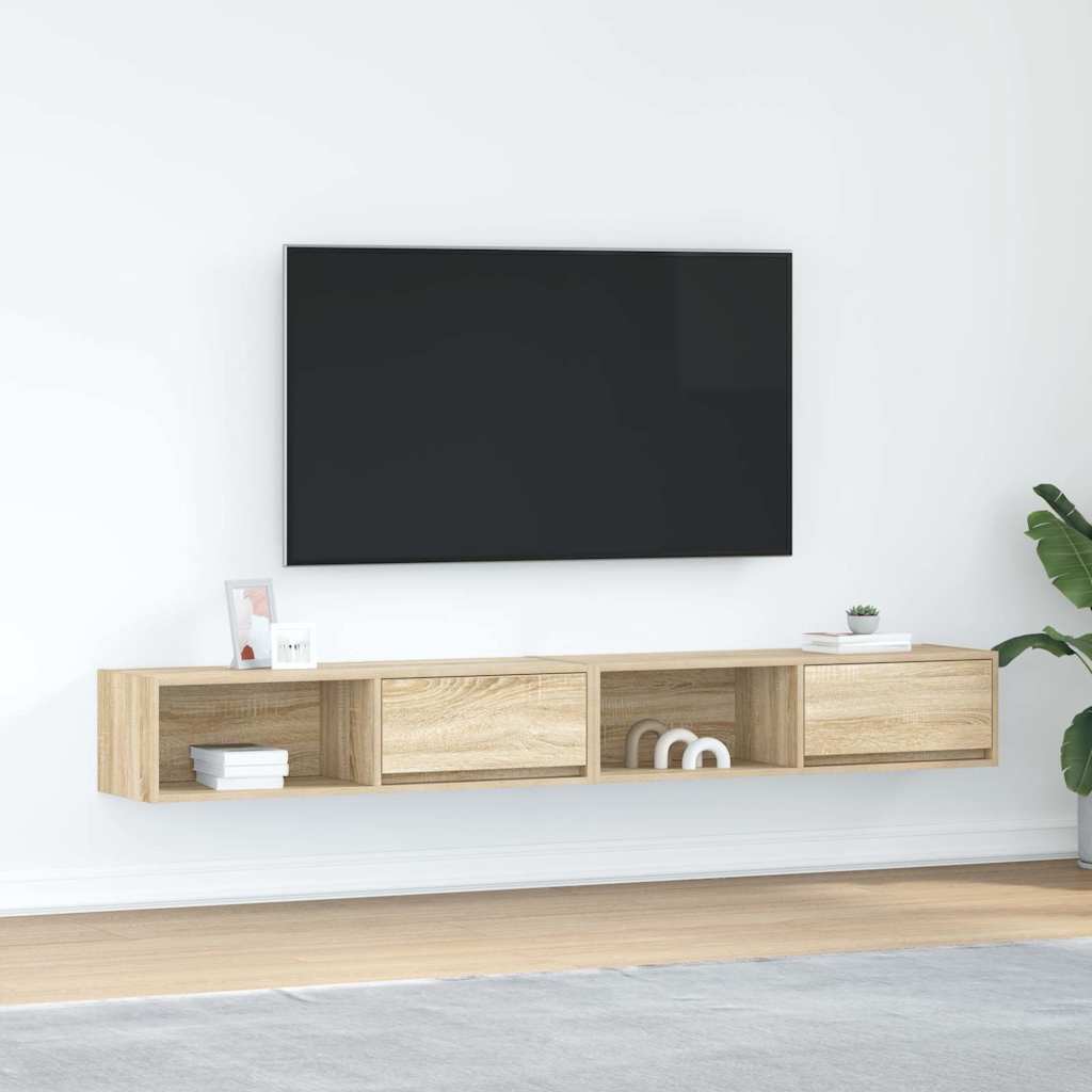 Tv-meubelen 2 st 100x31x25,5cm bewerkt hout sonoma eikenkleurig is nu te koop bij PeponiXL, paradijselijk wonen!